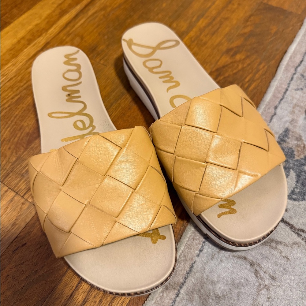 Sam Edelman Women's Woven Tan Slide Sandals